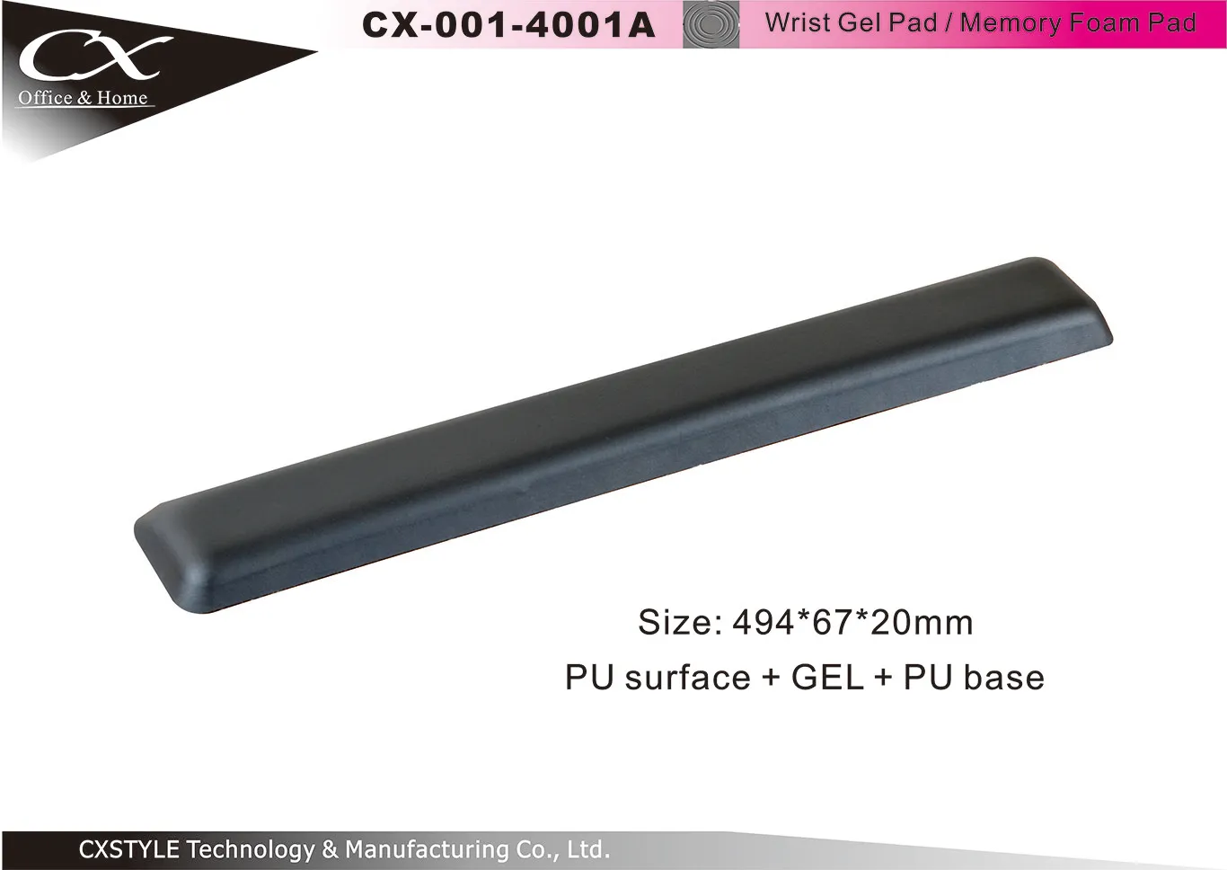 PU Wrist gel pad, Wrist memory foam pad, Wrist support Taiwan 4001A