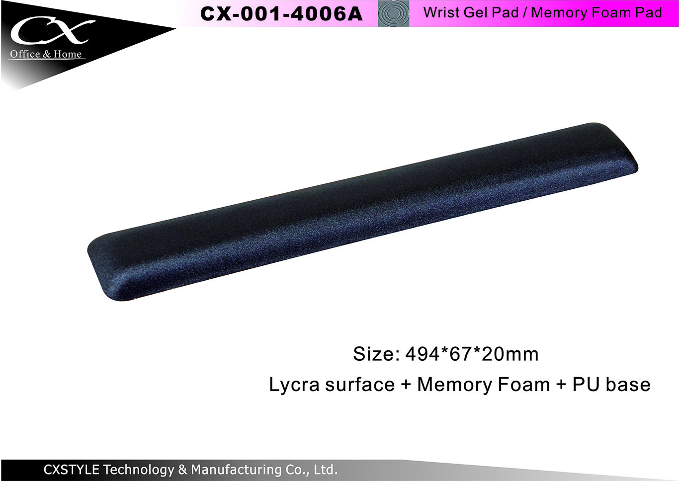 Keyboard GEL pad, Lycra Memory Foam pad, PU GEL pad Taiwan 4006A